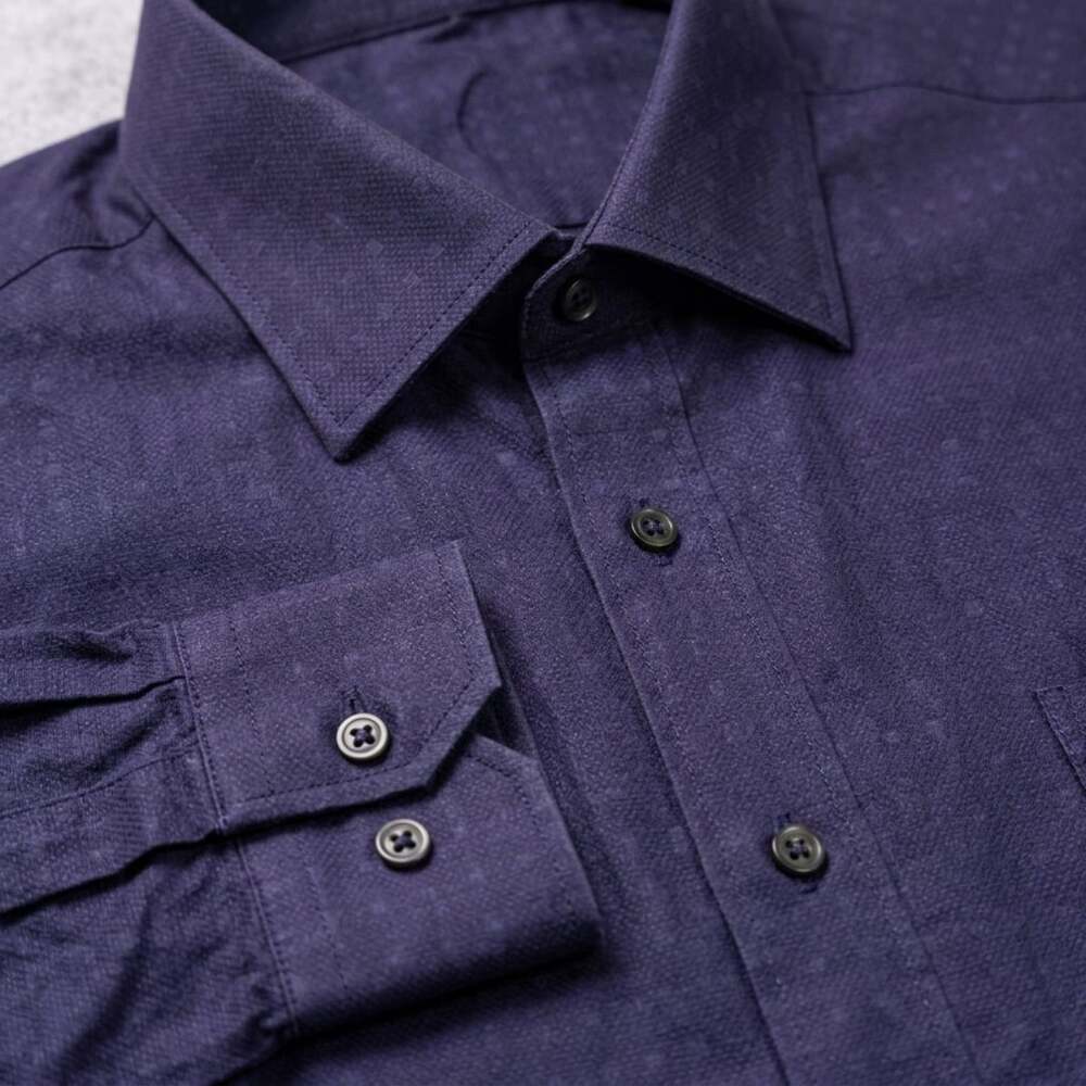 Louis Philippe Dress Shirt Purple Patterned Long Sleeve Classic Fit